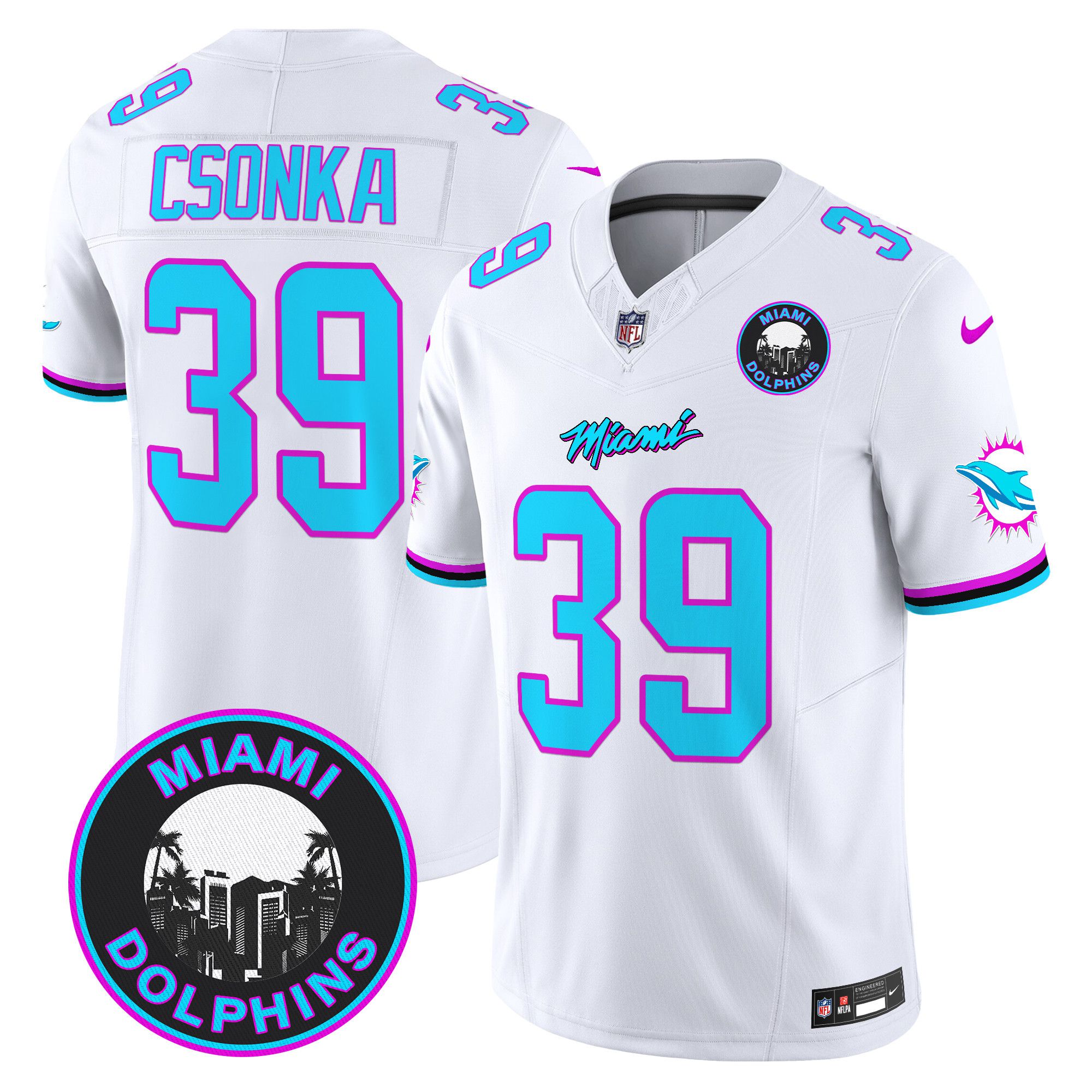Men Miami Dolphins #39 Csonka White 2024 Nike Vapor Limited NFL Jersey